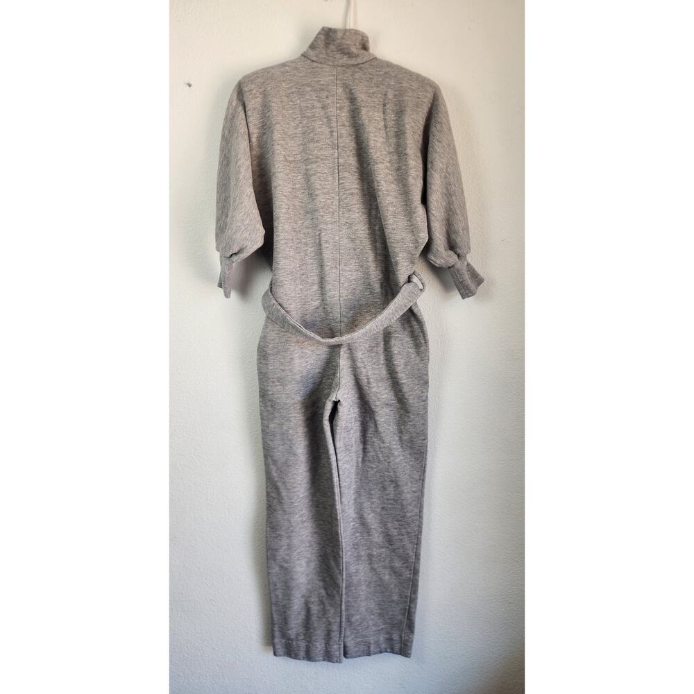 Lucie Ann Beverly Hills Jumpsuit Gray Long Sleeve Shoulder Pads Pockets Belt - Picture 7 of 11